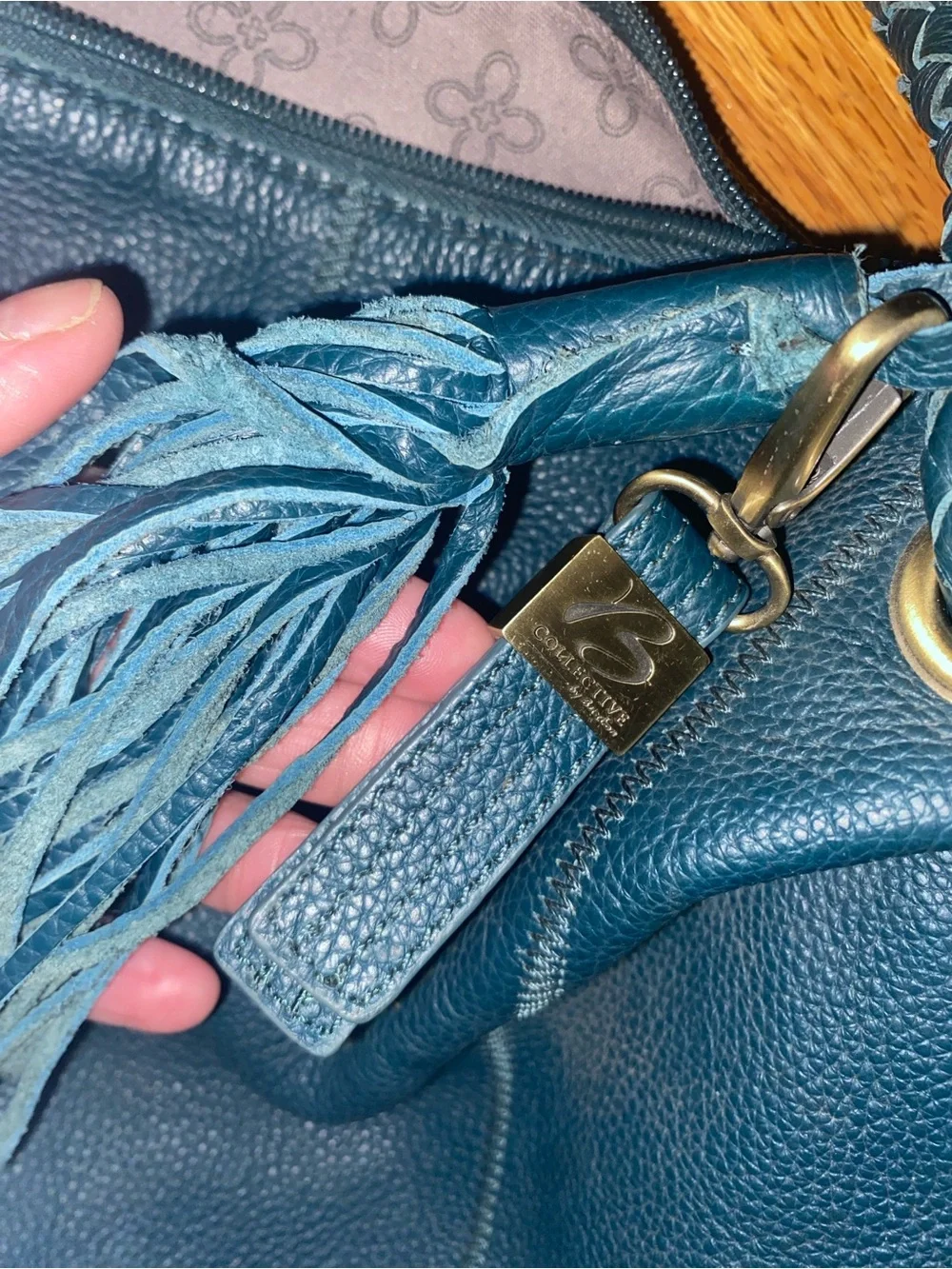 Teal Leather Hobo